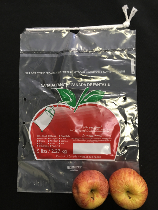 5 lb Poly Apple Bag Drawstring Wellington Produce Packaging