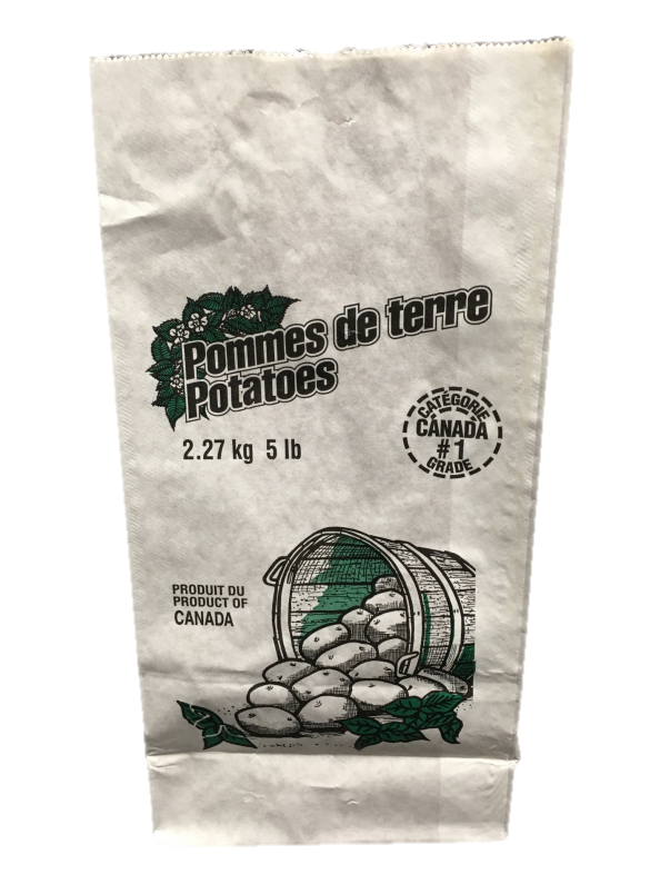 5 lb Paper Potato Bag Solid Wellington Produce Packaging